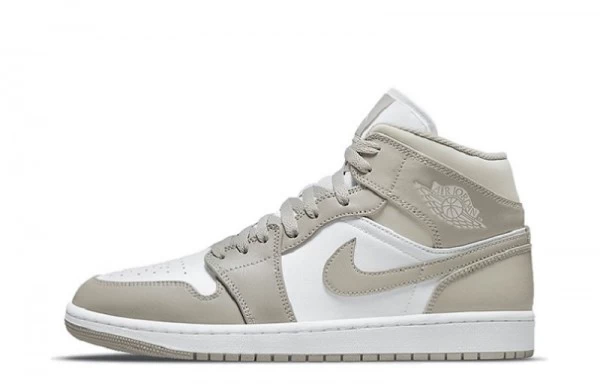 Air Jordan 1 Mid Linen College Grey Sneakers Reps - 554724-082 | best replica sneaker sites