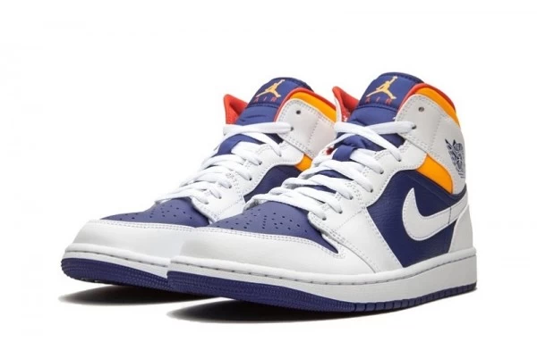 Air Jordan 1 Mid Royal Blue Laser Orange Sneakers Reps - 554724-131 | sneaker rep ret websites