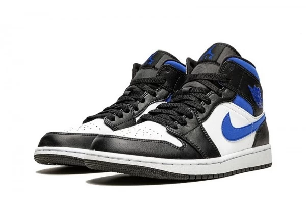 Air Jordan 1 Mid White Black Blue Sneakers Reps - 554724-140 | good reps for shoes ret