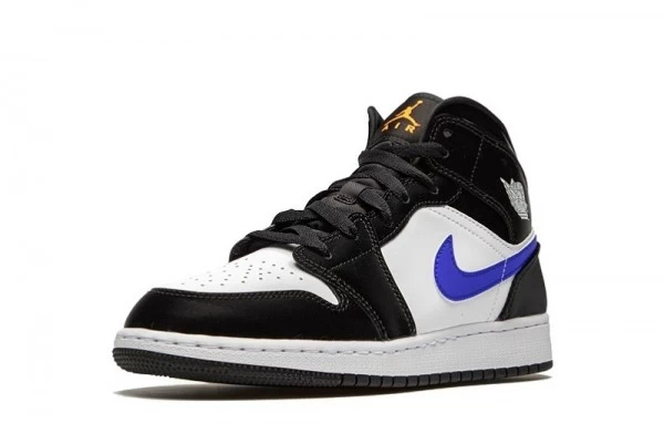Air Jordan 1 Mid Black Racer Blue Sneakers Reps - 554725-084 | sneaker rep websites