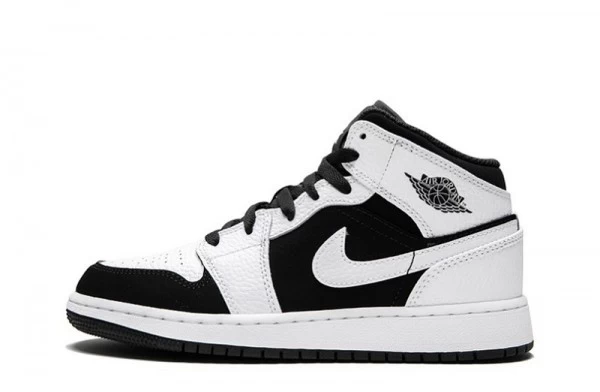 Air Jordan 1 Retro Mid GS White Black Sneakers Reps - 554725-113 | good reps ret for shoes