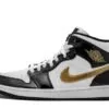 Air Jordan 1 Mid Patent Black Gold Sneakers Reps - 852542-007 | buy reps sneakers website