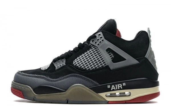 Off-White x Air Jordan 4 Retro Bred Sneakers Reps - CV9388-001 | sneaker rep websites