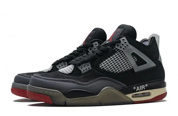 Off-White x Air Jordan 4 Retro Bred Sneakers Reps - CV9388-001 | sneaker rep websites