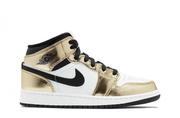 Air Jordan 1 Mid Metallic Gold Gold Black Sneakers Reps - DC1420-700 | good reps for shoes ret