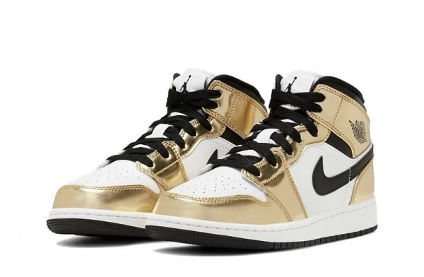 Air Jordan 1 Mid Metallic Gold Gold Black Sneakers Reps - DC1420-700 | good reps for shoes ret