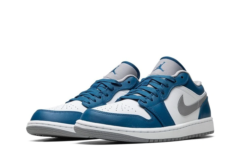 Air Jordan 1 Low True Blue Cement Reps Shoes - 553558-412 - Best Replica Ret Sneaker Sites