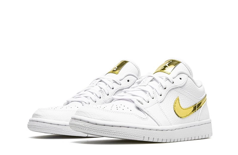 Wmns Air Jordan 1 Retro Low 'White Metallic Gold' Reps CZ4776-100 in just $112