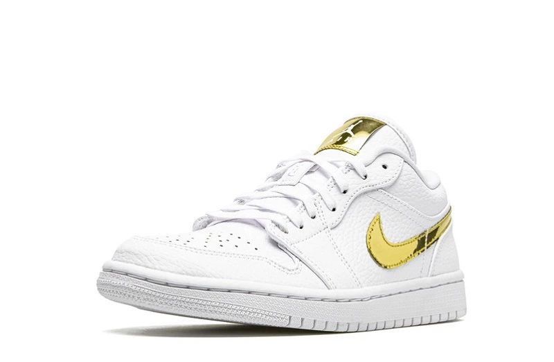 Wmns Air Jordan 1 Retro Low 'White Metallic Gold' Reps CZ4776-100 in just $112
