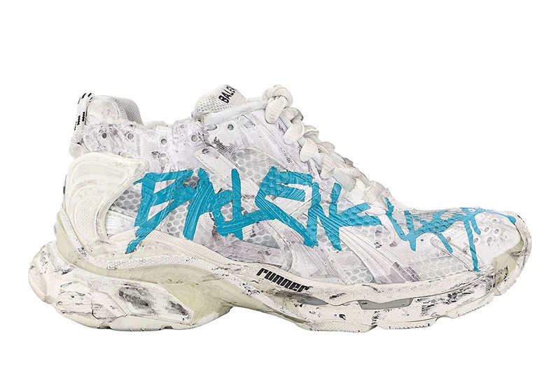 Wmns Balenciaga Runner 'Graffiti - White Blue' Reps - 772767W3RBQ9040 in just $155